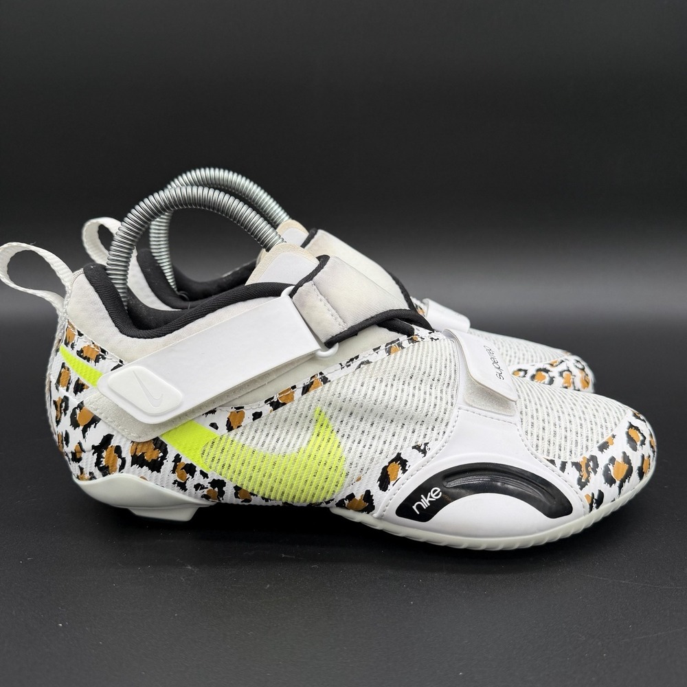Nike Women's SuperRep Cycle Leopard White Black Volt Size 8 Shoes